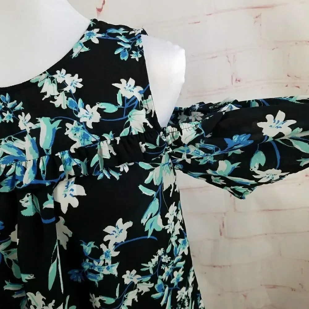 3/$25 Lily White floral cold shoulder top small